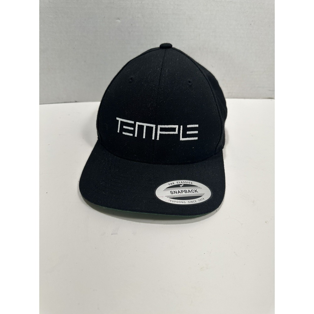 Temple The‎ Classics Yupoong Black Wool Blend Snap Back Hat Baseball Cap TEMPLE